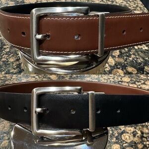 Men's reversible Black and Brown Leather Belt